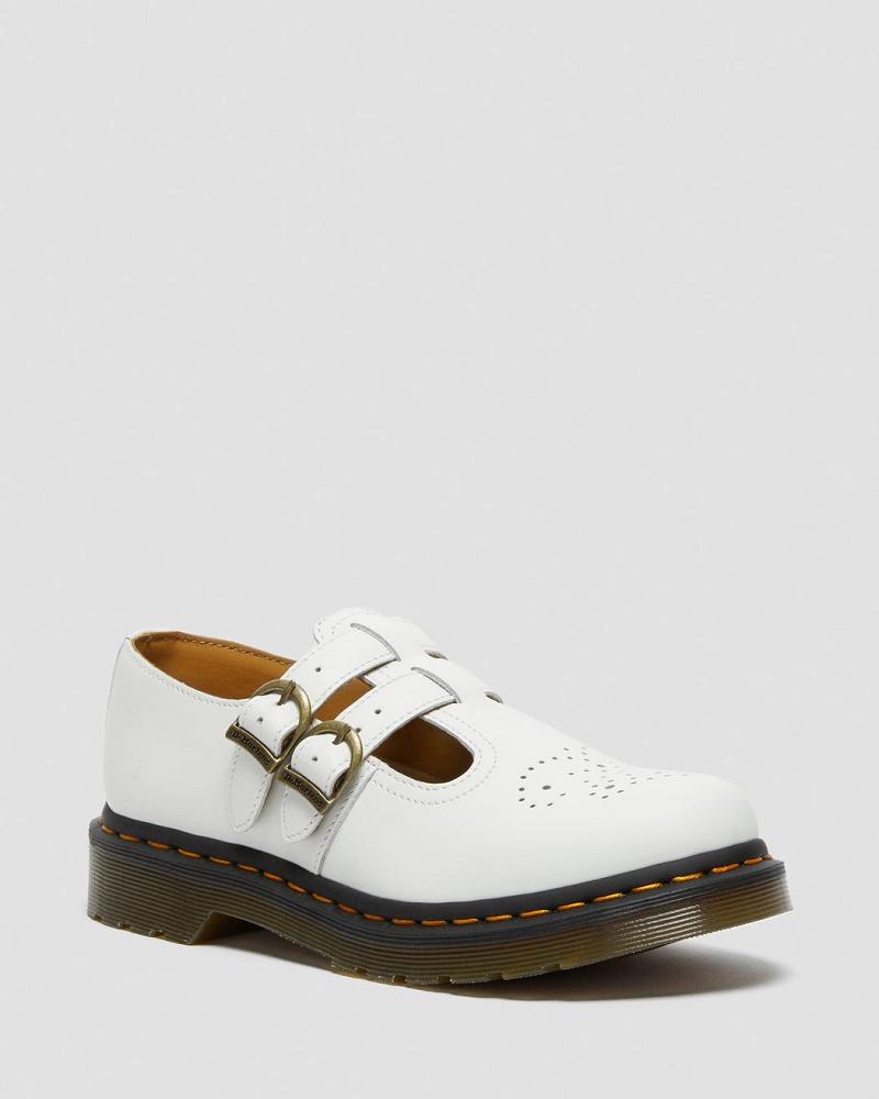 Dr Martens 8065 Smooth Læder Mary Jane Sko Dame Hvide | DK 333KOR